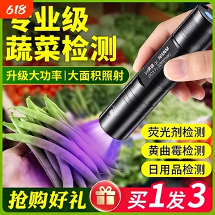 紫光灯蔬菜灯鉴定专用蔬菜检测笔农残365nm手电筒荧光剂紫外线