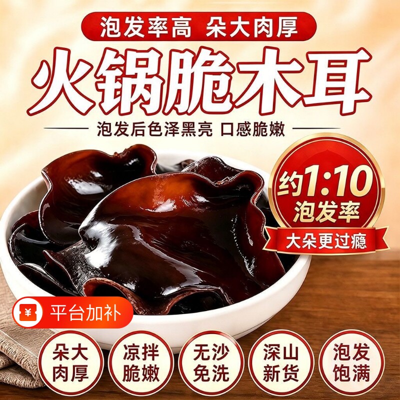 26年新货长白山头茬秋木耳干货特产段木耳生长肉厚无根新货黑木耳