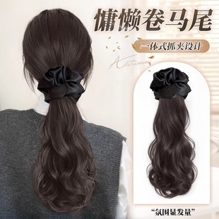 假发辫子女仿真发抓大波浪韩系卷马尾低扎自然发圈马尾辫慵懒蓬松