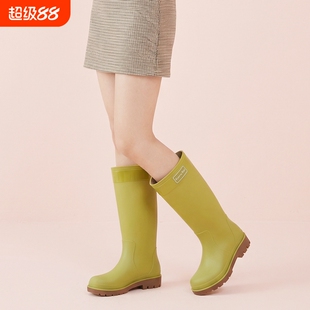 雨靴亿时尚女特高筒户外雨林徒步防水长筒防滑加绒保暖胶束口耐磨
