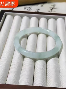 爆款仿天山翠手镯女款细条玉镯冰透飘花款小众细圆条镯子