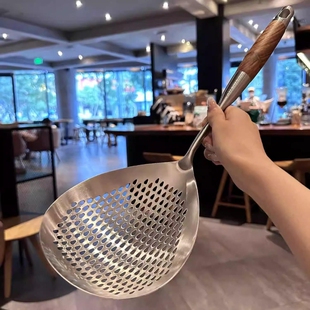 316不锈钢大漏勺食品级家用厨房漏网勺捞面饺子专用笊篱油炸捞勺