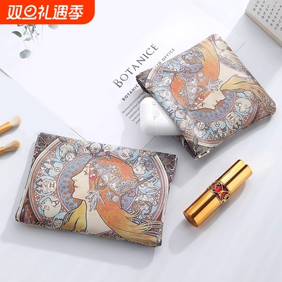 ins轻奢小号化妆包高级感穆夏之歌便携小手包零钱钥匙耳机收纳包