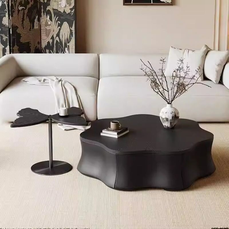 意式极简异形实木睡莲茶几客厅家用设计师款现代简约花瓣茶几组合