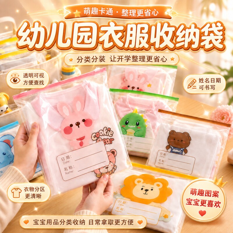 幼儿园入园分装袋儿童衣物整理袋图片