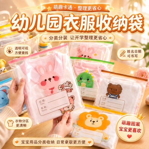 幼儿园入园分装袋儿童衣物整理袋