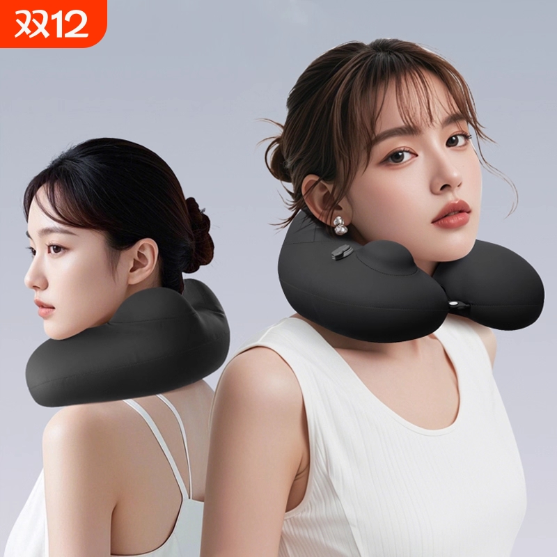 按压式充气u型枕长途旅行睡觉脖枕飞机久坐神器护颈椎枕便携折叠