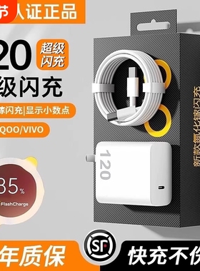 适用vivo手机充电器iqoo120W超级闪充7/8/9pro氮化镓10爱酷neo原X90插头11正品12套装5双type-c快充数据线696