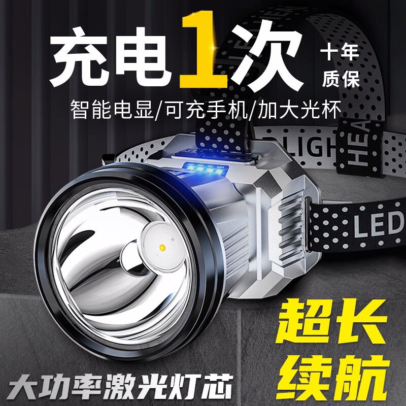 公牛适用头灯强光德国品质超亮头戴式感应矿灯夜钓鱼专用超长续航