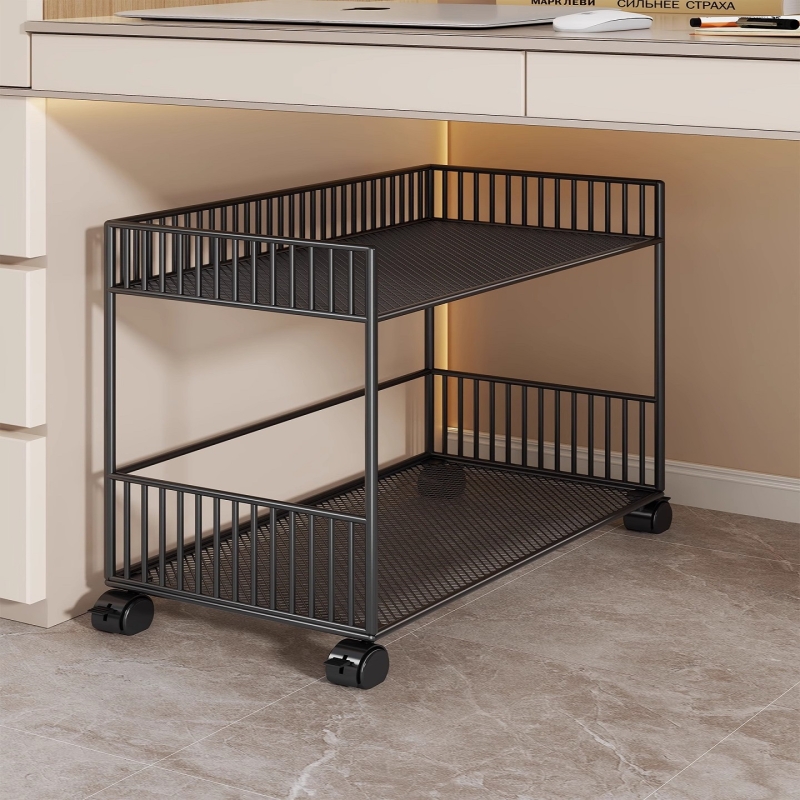 可移动书包架书包落地多层小推车置物架桌下书本收纳架两层三层