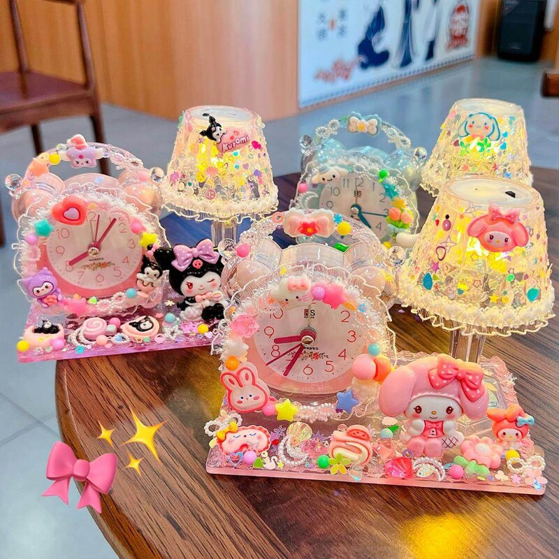 水晶奶油胶diy材料包闹钟小夜灯摆台送女生儿童女孩子拾光灯趣味