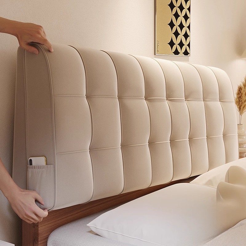 奶油风床头软包靠背垫榻榻米无床头靠垫靠枕自粘可拆洗床头板沙发