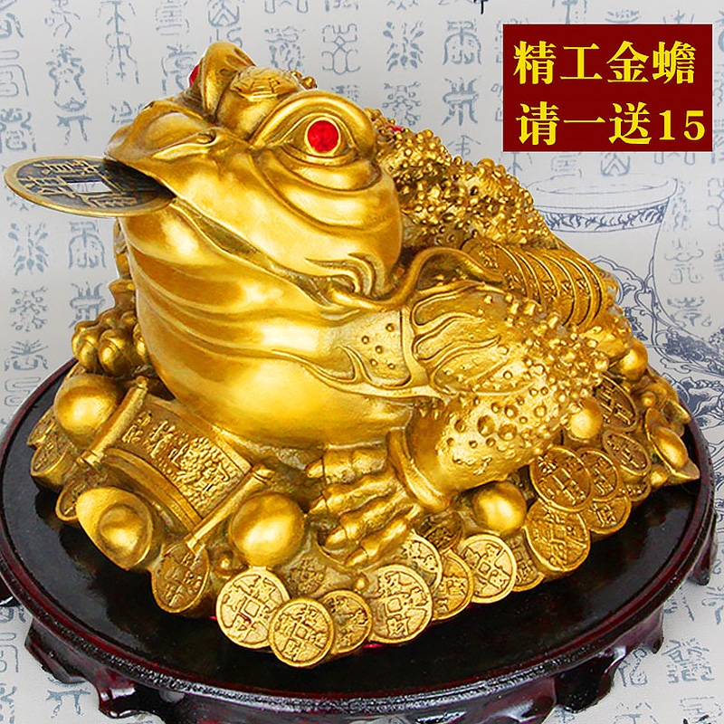 黄铜制三足金蟾摆件聚宝盆三角三脚精品开业金蟾蜍小八方来财文玩