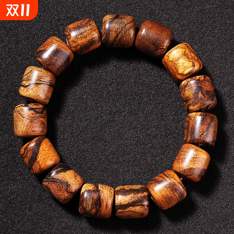 天然印尼花奇楠手串虎斑纹沉香108佛珠串珠手链民族风男女情侣款