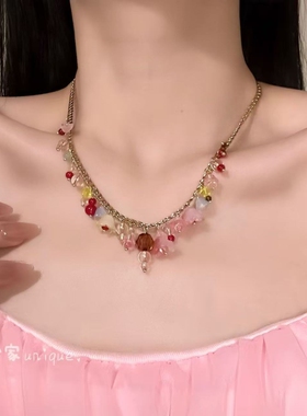 【铃兰花屿】多巴胺彩色花朵项链气质时尚甜美设计感锁骨链颈链女