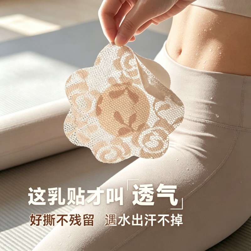可重复使用超薄蕾丝乳贴非一次性吊带女用无纺布防凸点走光胸贴夏图片