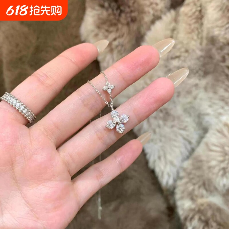 「钛钢不掉色」幸运四叶草项链女轻奢小众ins气质高级吊坠锁骨链