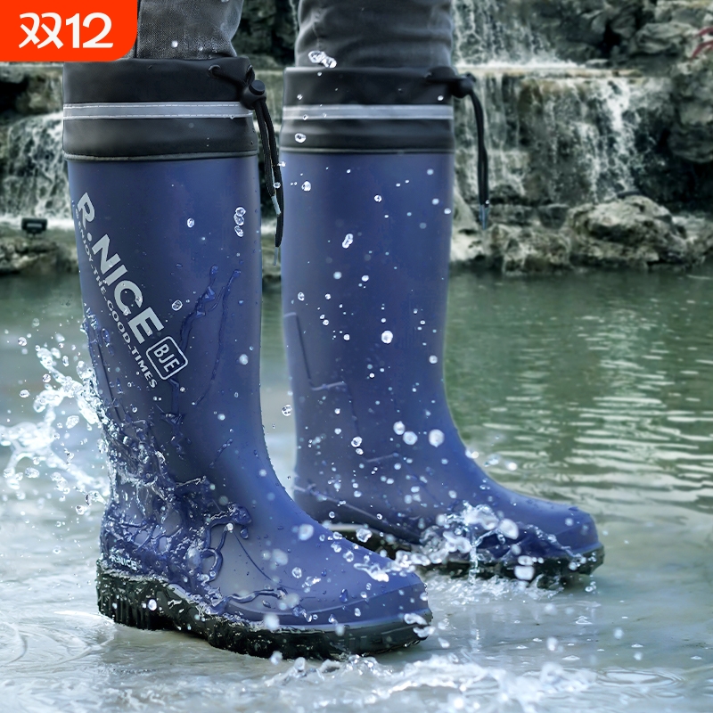 雨鞋男款高筒防水鞋防滑钓鱼水靴外卖骑手专用工作胶鞋雨靴子男士
