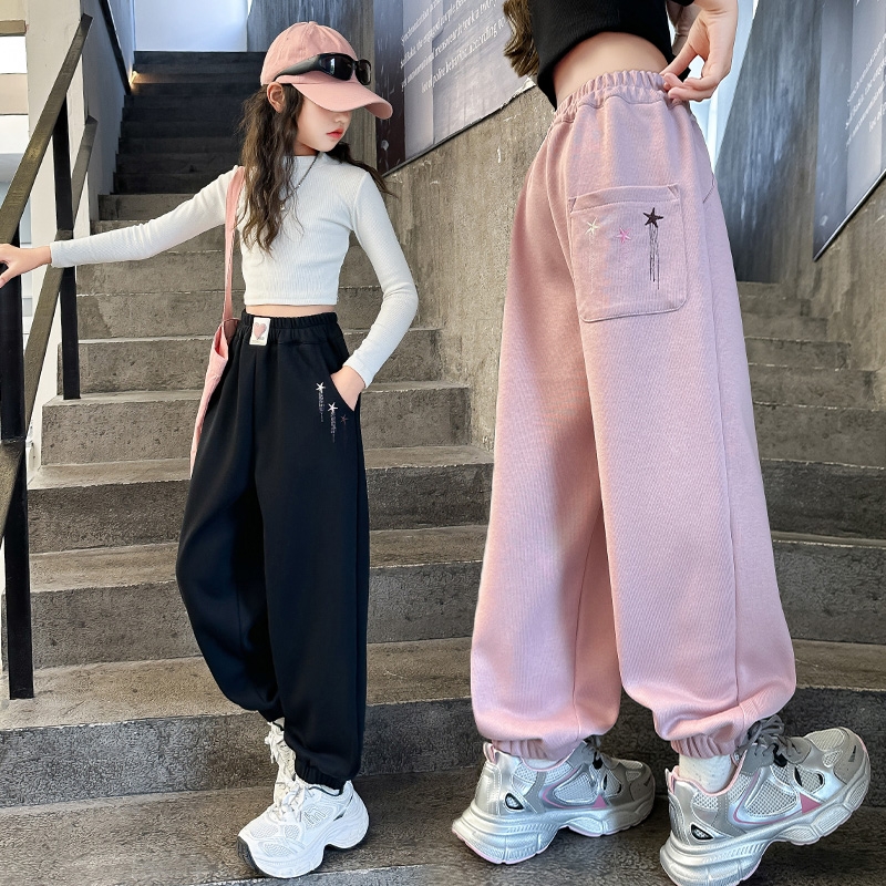 女童裤子春秋款外穿2025新款儿童洋气运动裤束脚裤中大童宽松卫裤