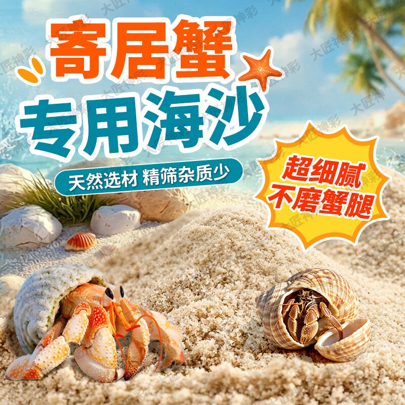 寄居蟹沙蟹专用沙免洗天然海沙辣椒蟹蟹菲律宾沙鱼缸造景底砂饲养
