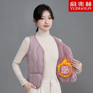 百搭内胆 v领坎肩修身 2025新款 秋冬羽绒棉马甲女加绒保暖背心短款
