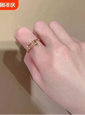原创无钻钉子戒指女小众设计感高级轻奢食指戒情侣对戒玫瑰金黄金