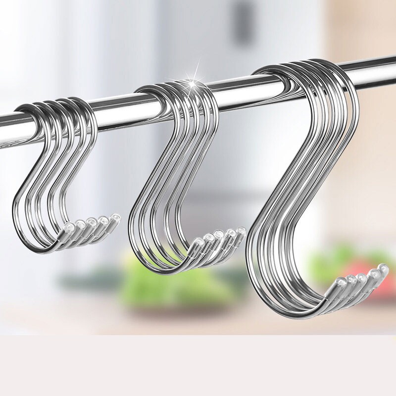 腊肉挂钩不锈钢S型晒腊鱼挂烤鸭香肠猪肉尖头勾子加粗S钩挂肉钩子