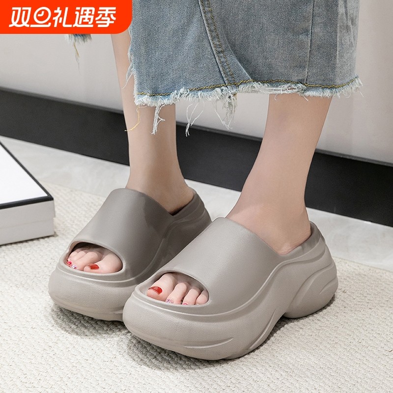 2025新款百搭8CM厚底增高一字拖鞋女外穿小个子松糕凉拖鞋防滑