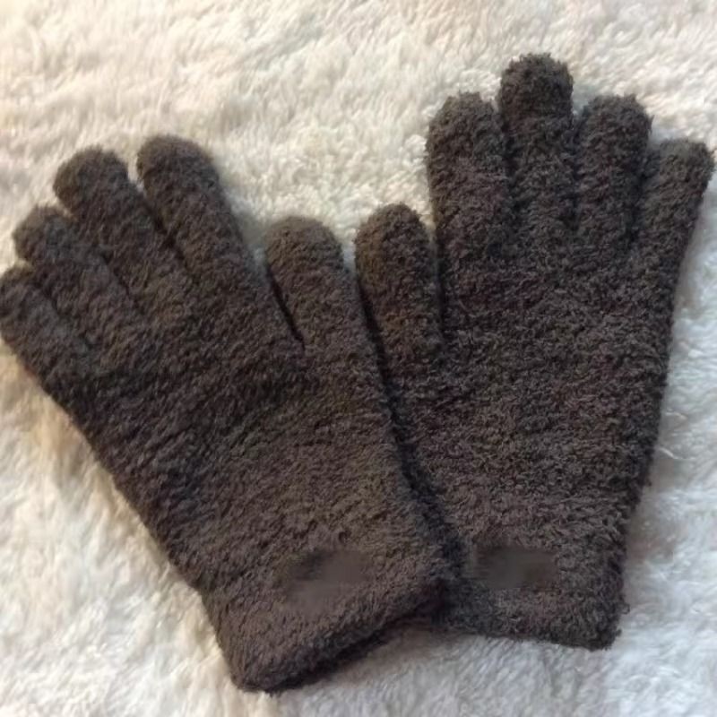 出口北欧针织圈圈绒单边毛绒高弹力秋冬季出行百搭款保暖分指手套