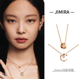 水冰月coco项链纯银18k玫瑰金月亮钻石吊坠锁骨链金豆黄金新款