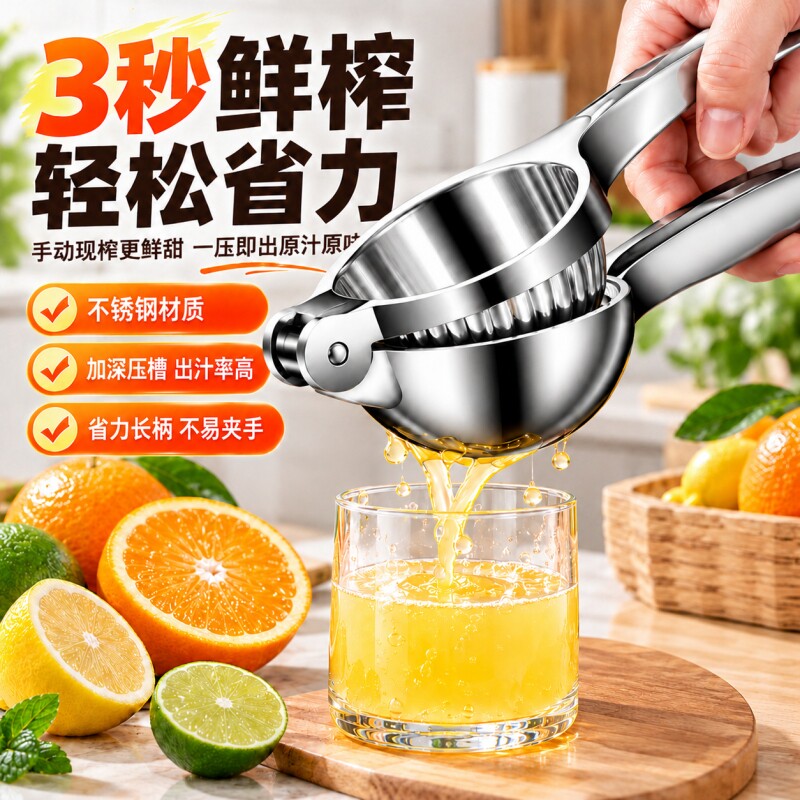 柠檬榨汁器手动柠檬夹压汁机家用小型挤压神器压石榴果汁橙子水果