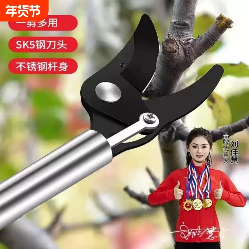 德国精工高枝剪伸缩高空剪树枝专用剪刀果树园艺剪加长sk5不锈钢