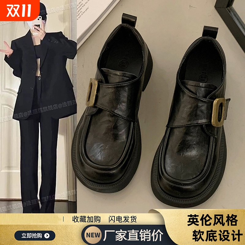小皮鞋女英伦风2025新款爆款春夏黑色jk单鞋子百搭通勤软底乐福鞋