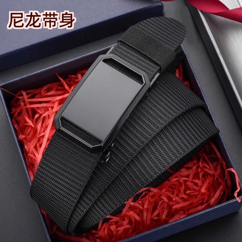 新款免打孔工装休闲帆布尼龙皮带