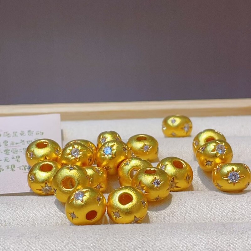 lisv古法手工DIY黄金色镶钻星星灯笼珠DIY配件隔珠时尚百搭