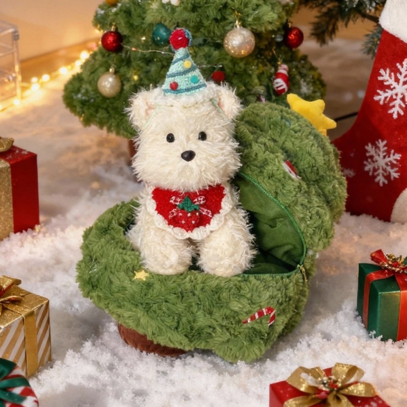 圣诞树西高地小狗玩偶圣诞礼物