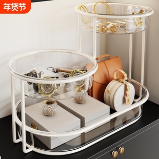 玄关置物架入户钥匙收纳盒鞋柜眼镜手表储物架桌面大容量托盘摆件