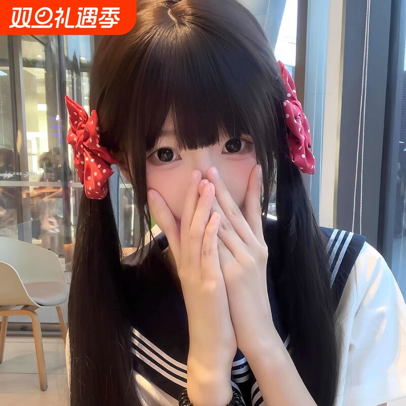 日系少女红色波点蝴蝶结发夹可爱jk制服大号对夹元气高级感发饰