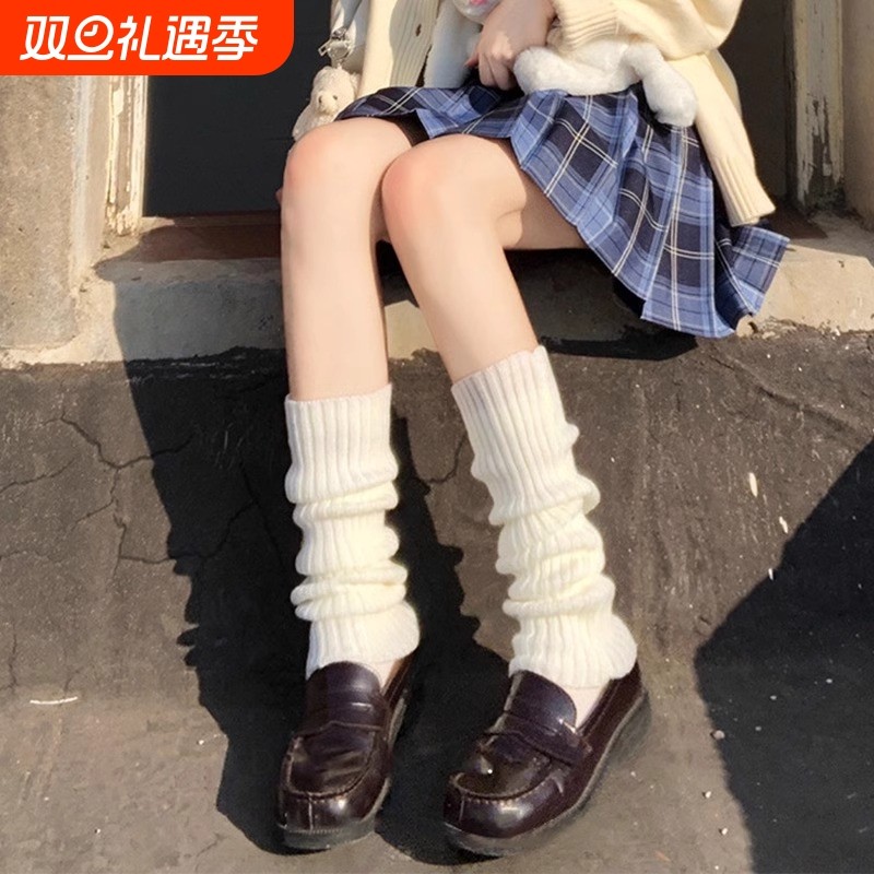 袜子女秋冬款修饰堆堆袜小腿袜jk保暖腿型袜套搭配灰色白色高筒