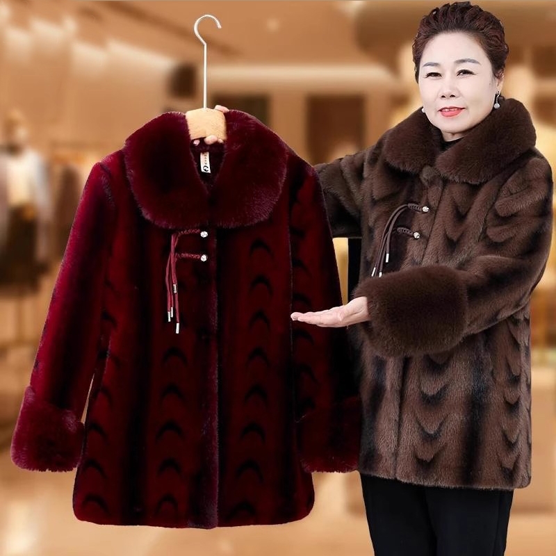 歌浅薇中老年女装妈加绒厚