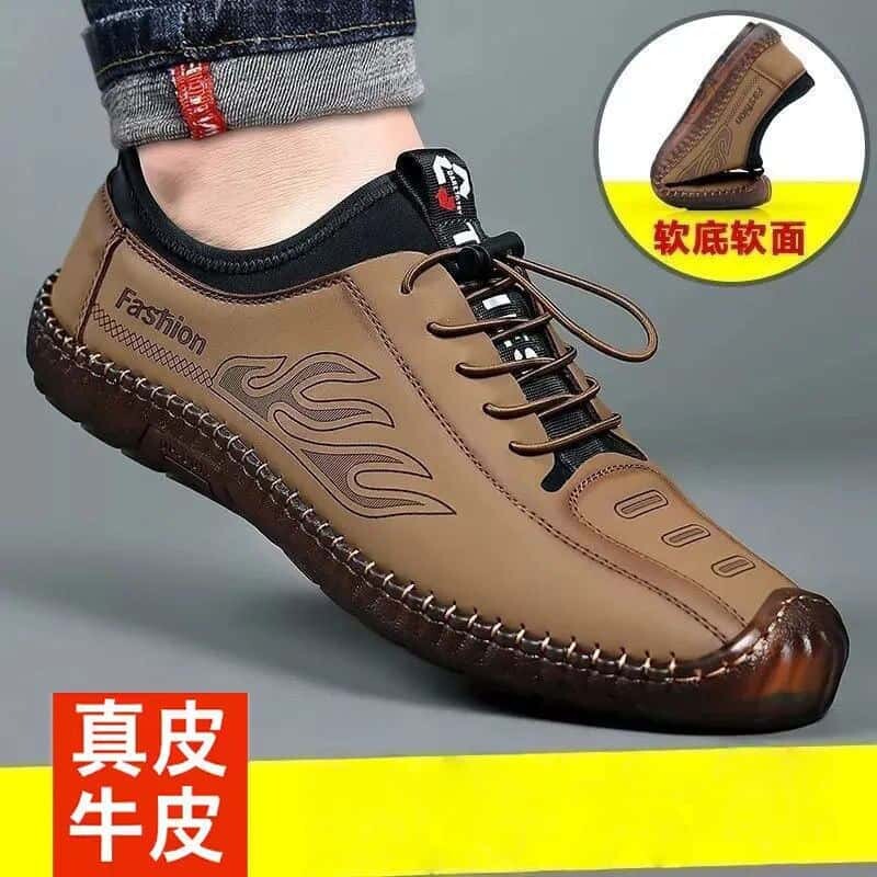 意尔康心选皮鞋男2026新款商务休闲鞋男鞋软皮牛筋底豆豆鞋透气鞋