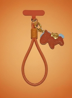 高品质手机壳挂绳斜挎新款手腕编织短绳防丢橙色便携女高档垫片双扣绳适用苹果华为手机壳挂绳链新年马年款