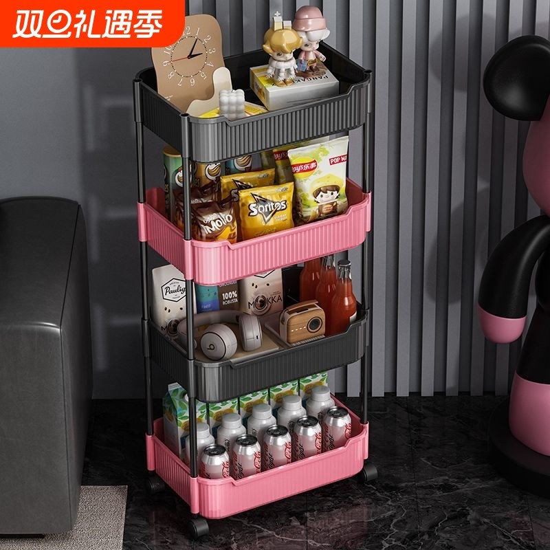 小推车置物架落地抽屉式零食架子客厅可移动儿童收纳柜储物柜多层