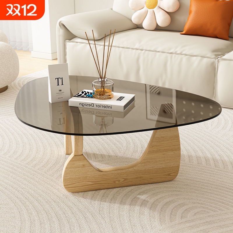 北欧复古中古客厅轻奢vintage极简约现代野口勇玻璃茶几沙发桌子