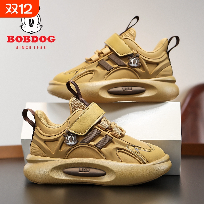 巴布豆防水皮面男童鞋子2025春秋