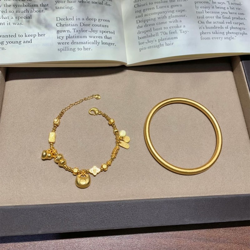 金店同款沙金彷真金素圈传承手镯平安喜乐送女友简约新中式古法