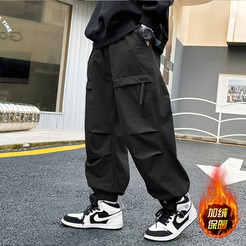 儿童装男童裤子2025新款大童秋装工装裤春秋冬款男孩秋季加绒长裤