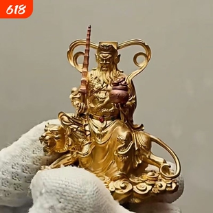 黑虎玄坛赵元帅精致财神摆件赵公明好运金属复古家居摆件文玩饰品