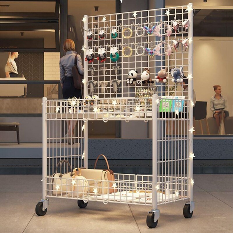 首饰促销展示架可折叠便携饰品收纳可移动带轮子夜市折叠小推车