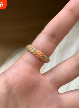 「梨昙司」国风新中式珐琅金色戒指重工轻奢戒指精致配饰2025新款